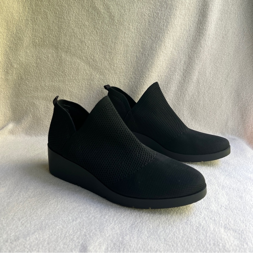 Anne Klein Knit Sneakers Size 11 Wedge Black Slip-On Comfort Athleisure Shoes